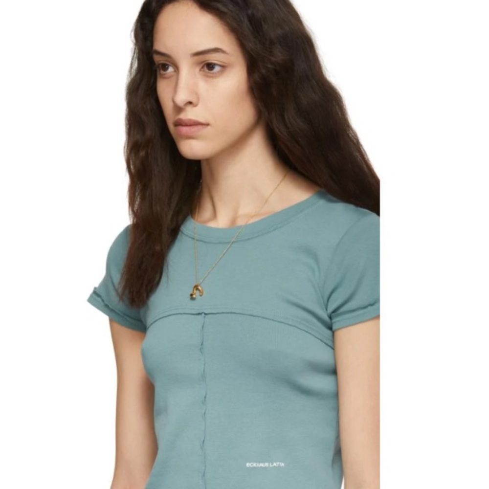 Eckhaus Latta Lapped Baby Tee Mineral Blue